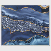 ネイビエレガントーブルーと金ゴールドグリッター海ゲート ラッピングペーパー (フラット)