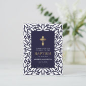 ネイビエレガントーブルーと金ゴールドバプテスマ ポストカード (スタンド正面)