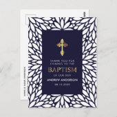 ネイビエレガントーブルーと金ゴールドバプテスマ ポストカード (正面/裏面)
