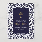 ネイビエレガントーブルーと金ゴールドバプテスマ ポストカード (正面)