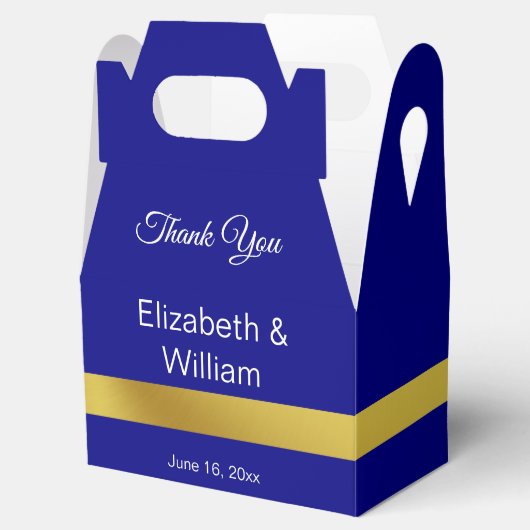 ネイビエレガントーブルーと金ゴールド結婚の感謝 フェイバーボックス (オープン)