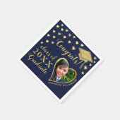 ネイビエレガントーブルーと金ゴールド2025卒業 スタンダードカクテルナプキン (角)