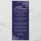 ネイビエレガントーブルーのシルバーフリル結婚ズ メニュー (正面)