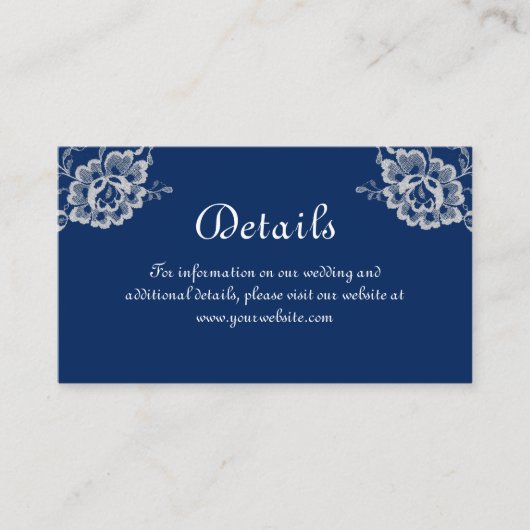 ネイビエレガントーブルーのフローラレース結婚 エンクロージャーカード (正面)