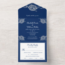 ネイビエレガントーブルーのフローラレース結婚