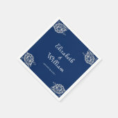 ネイビエレガントーブルーのフローラレース結婚 スタンダードカクテルナプキン (角)