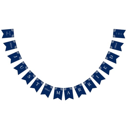 ネイビエレガントーブルーのフローラレース結婚 バンティングフラッグ (全)