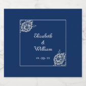 ネイビエレガントーブルーのフローラレース結婚 ビールラベル (シングルラベル)