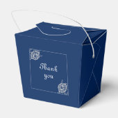 ネイビエレガントーブルーのフローラレース結婚 フェイバーボックス (裏面サイド)