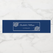 ネイビエレガントーブルーのフローラレース結婚 ペットボトルラベル (シングルラベル)