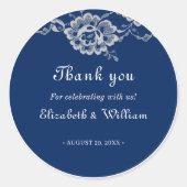 ネイビエレガントーブルーのフローラレース結婚 ラウンドシール (正面)