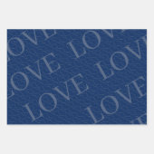 ネイビエレガントーブルーのフローラレース結婚 ラッピングペーパーシート (正面3)