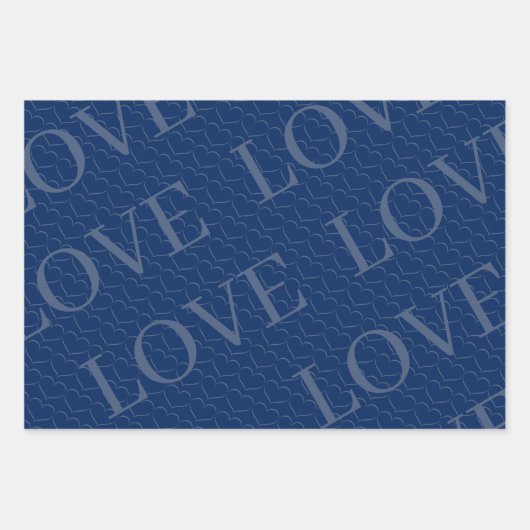 ネイビエレガントーブルーのフローラレース結婚 ラッピングペーパーシート (正面3)