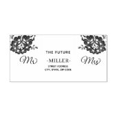 ネイビエレガントーブルーのフローラレース結婚 ラバースタンプ (インプリント)