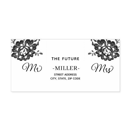 ネイビエレガントーブルーのフローラレース結婚 ラバースタンプ (インプリント)