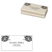 ネイビエレガントーブルーのフローラレース結婚 ラバースタンプ (押印)