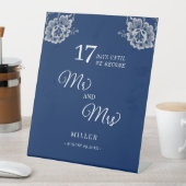 ネイビエレガントーブルーのフローラレース結婚 台座サイン (インサイチュ)