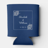 ネイビエレガントーブルーのフローラレース結婚 缶クーラー (裏面)