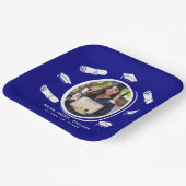 ネイビエレガントーブルーの写真卒業キャップ卒業証書 ペーパープレート (傾斜あり)