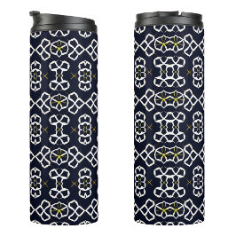 ネイビエレガントーブルーの抽象芸術幾何学的パターン タンブラー