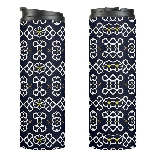 ネイビエレガントーブルーの抽象芸術幾何学的パターン タンブラー