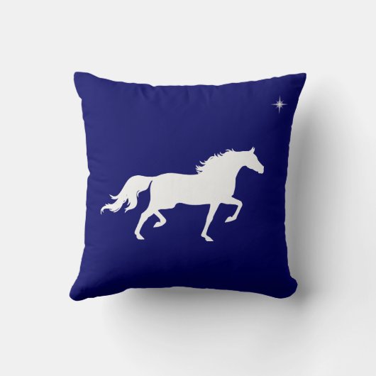 ネイビエレガントーブルーの白馬と星 クッション (裏面)