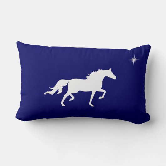 ネイビエレガントーブルーの白馬と星 ランバークッション (裏面)
