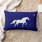 ネイビエレガントーブルーの白馬と星 ランバークッション (ブランケット)