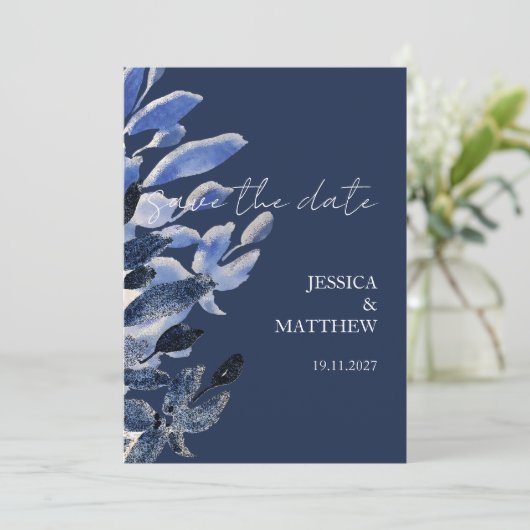 ネイビエレガントーブルーの美しい結婚白鳥 セーブザデート (スタンド正面)