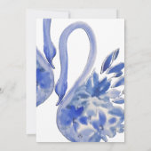 ネイビエレガントーブルーの美しい結婚白鳥 招待状 (裏面)