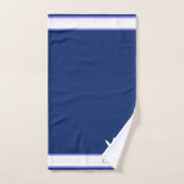 ネイビエレガントーブルーの羽毛 バスタオルセット (ハンドタオル)