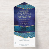 ネイビエレガントーブルーゲード結婚アゲ実在ートのホイル オールインワン招待状 (内側)