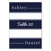 ネイビエレガントーブルーストライプホワイト結婚ズ テーブルナンバー (正面)