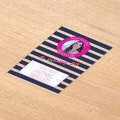 ネイビエレガントーブルーストライプ招待状30th アクリル招待状 (レイダウン)