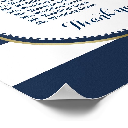 ネイビエレガントーブルーストライプ結婚の座席表 ポスター (角)