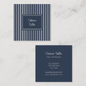 ネイビエレガントーブルーストライプ スクエア名刺 (正面/裏面)