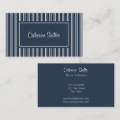 ネイビエレガントーブルーストライプ 名刺 (正面/裏面)