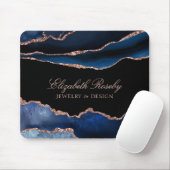 ネイビエレガントーブルーバラ金ゴールドアゲートブラックビジネス マウスパッド (マウス)