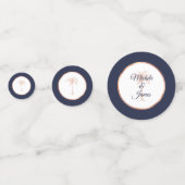 ネイビエレガントーブルーバラ金ゴールドパームツリーズ結婚 コンフェッティ (正面)