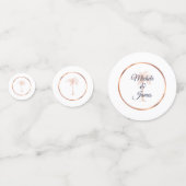 ネイビエレガントーブルーバラ金ゴールドパームツリーズ結婚 コンフェッティ (裏面)