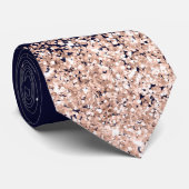 ネイビエレガントーブルーバラ金ゴールドフェイクグリッター ネクタイ (ロール)