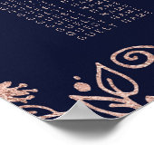 ネイビエレガントーブルーバラ金ゴールドフローラシーティングチャート ポスター (角)