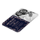 ネイビエレガントーブルーバラ金ゴールドフローラ保存日 マグネット (左側)