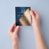 ネイビエレガントーブルーバラ金ゴールド我々はオープンサロン チラシ (手)