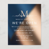 ネイビエレガントーブルーバラ金ゴールド我々はオープンサロン チラシ (裏面)