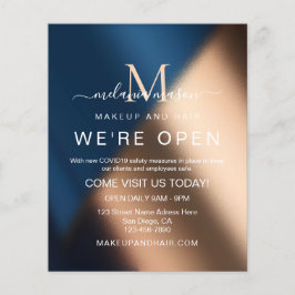 ネイビエレガントーブルーバラ金ゴールド我々はオープンサロン チラシ