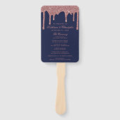 ネイビエレガントーブルーバラ金ゴールド結婚式 プログラムハンドF ハンドファン (正面)