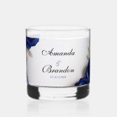 ネイビエレガントーブルーバラ&シルバーグリッターズ結婚 ウイスキーグラス (裏面)