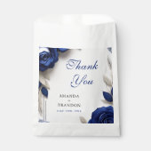 ネイビエレガントーブルーバラ&シルバーグリッターズ結婚 フェイバーバッグ (正面)