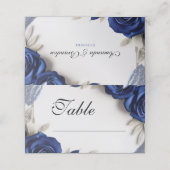 ネイビエレガントーブルーバラ&シルバーグリッターズ結婚 プレイスカード (外部開封)